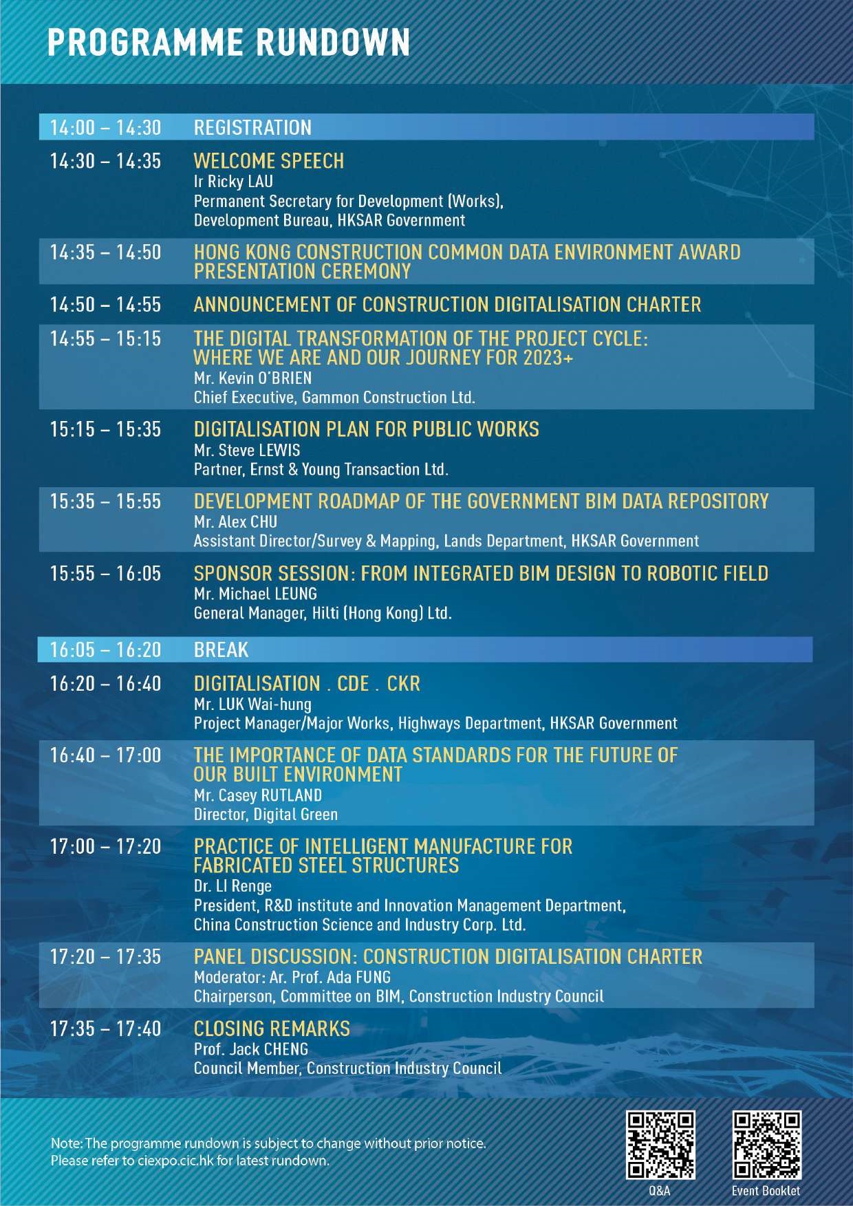 Self Photos / Files - CD Conference - rundown